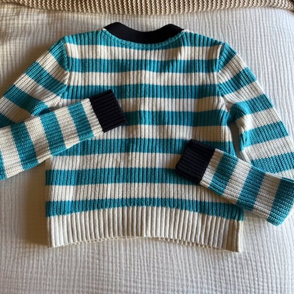 Staud 'Tide' Blue Crewneck Striped Cardigan Size S - Picture 3 of 4